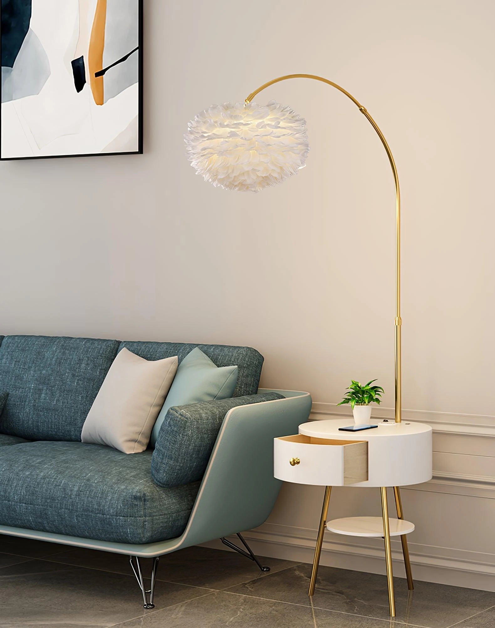 Feather Drawer Floor Lamp