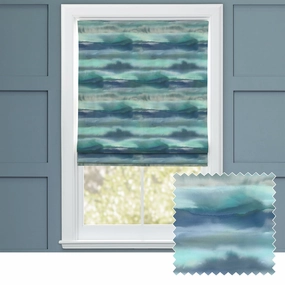 Fjord Printed Cotton Made to Measure Roman Blinds Cobaltbedding sets ,throw blankets 