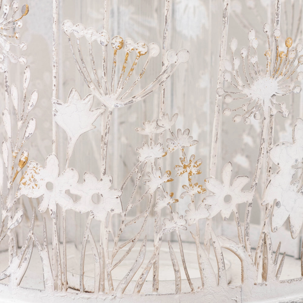 Fleur Et Faune Metal Floral Lantern White