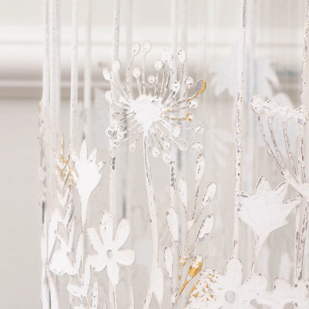 Fleur Et Faune Metal Floral Lantern White
