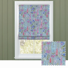 Florabunda Printed Cotton Made to Measure Roman Blinds Bluebell Bluebedding sets ,throw blankets 