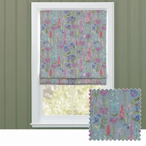 Florabunda Printed Cotton Made to Measure Roman Blinds Bluebell/Naturalhome decor ,wall decor 