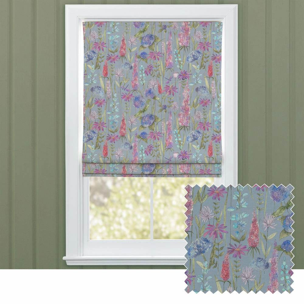 Florabunda Printed Cotton Made to Measure Roman Blinds Bluebell/Naturalhome decor ,wall decor 