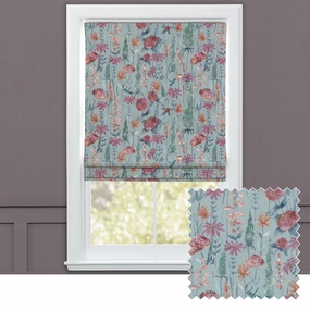 Florabunda Printed Cotton Made to Measure Roman Blinds Cornflower Bluebedding sets ,throw blankets 