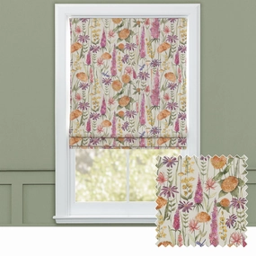 Florabunda Printed Cotton Made to Measure Roman Blinds Russet/Creambedding sets ,throw blankets 