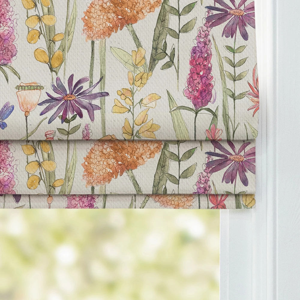 Florabunda Printed Cotton Made to Measure Roman Blinds Russet/Cream