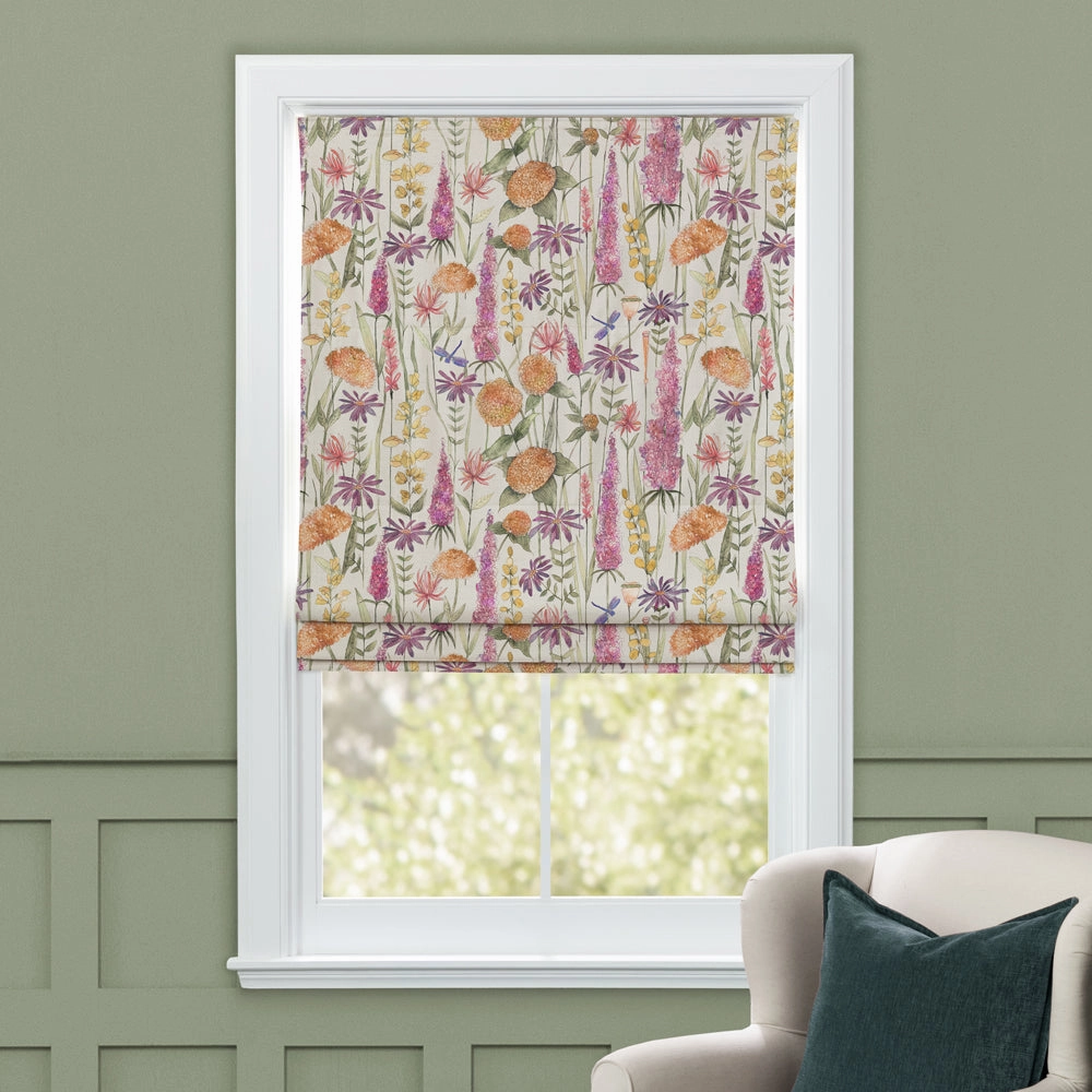 Florabunda Printed Cotton Made to Measure Roman Blinds Russet/Cream