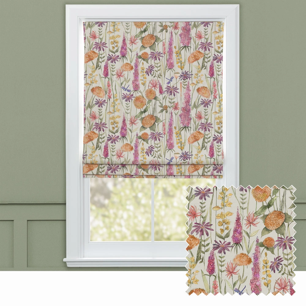 Florabunda Printed Cotton Made to Measure Roman Blinds Russet/Creambedding sets ,throw blankets 
