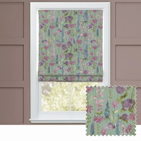 Florabunda Printed Cotton Made to Measure Roman Blinds Verde Greenbedding sets ,throw blankets 