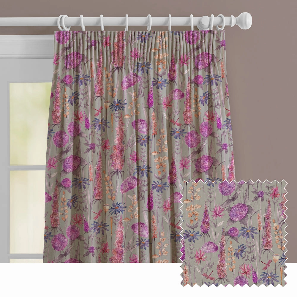 Florabunda Printed Made to Measure Curtains Fuchsiabedding sets ,throw blankets 