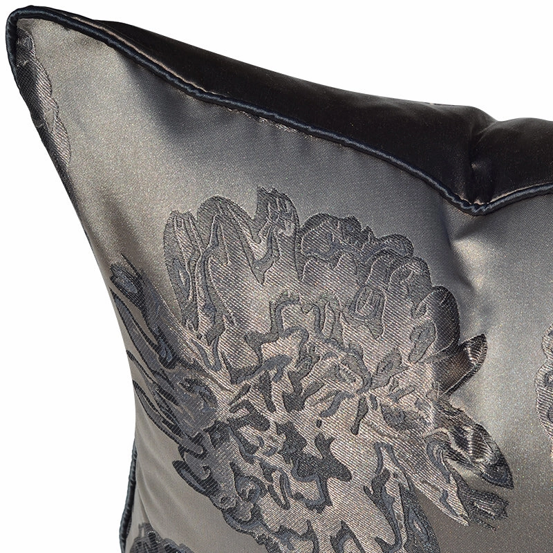 Floral Embroidered Satin Throw Cushion