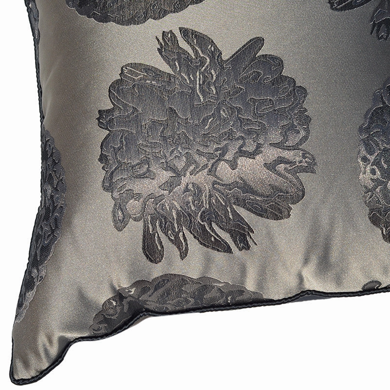 Floral Embroidered Satin Throw Cushion