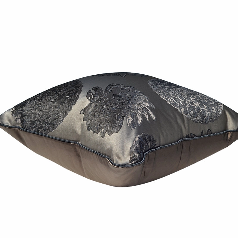 Floral Embroidered Satin Throw Cushion