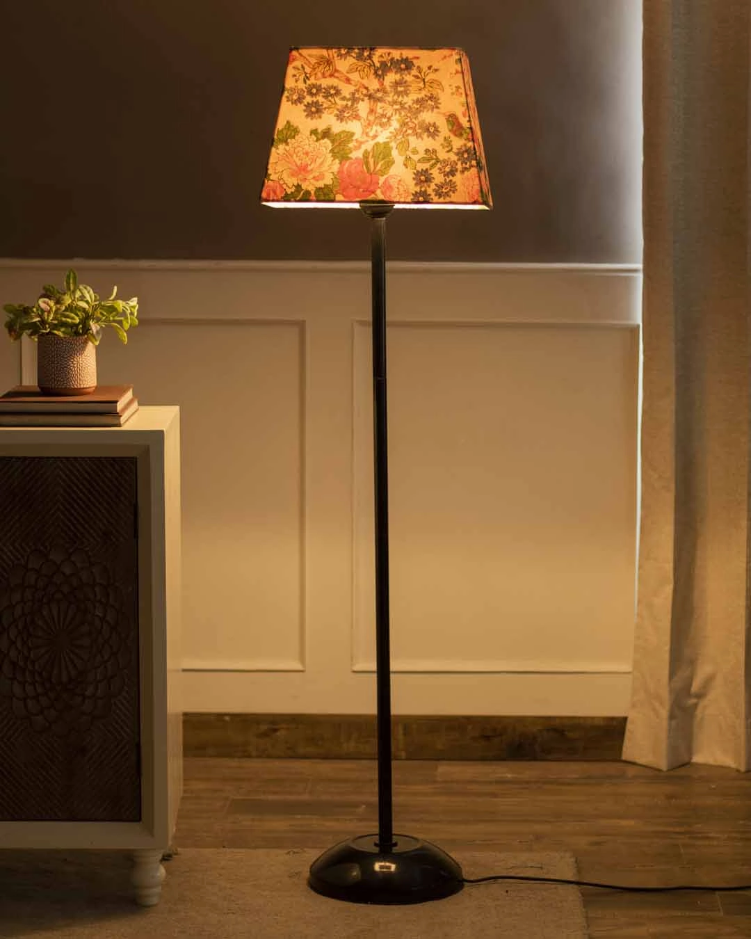 Floral Square Cotton Tapered Rectangle Lamp Shade