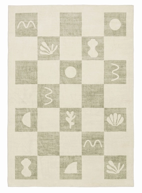 Florenda Green and Cream Checkered Washable Rugmodern color block patchwork rug