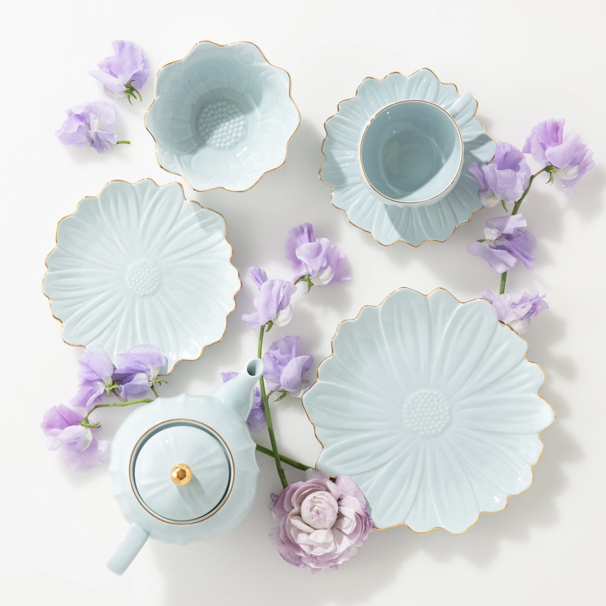 Flower Motif Bowl  Blue