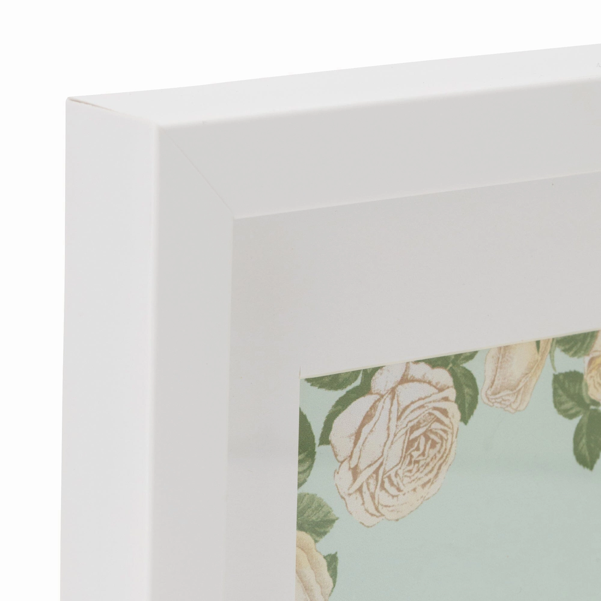 Flower Photo Frame With Clock White