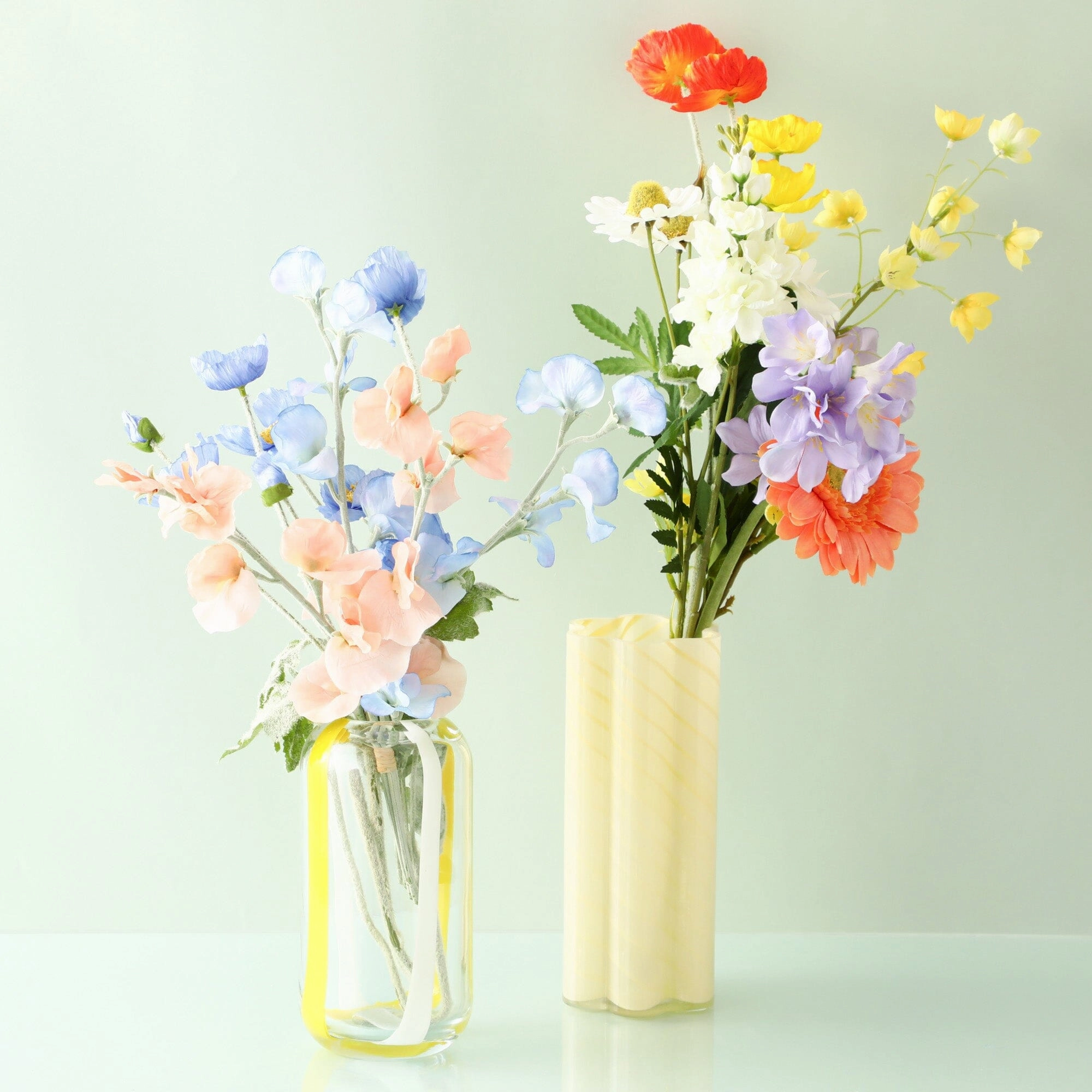 Flower Stripe Flower Vase Light Yellow