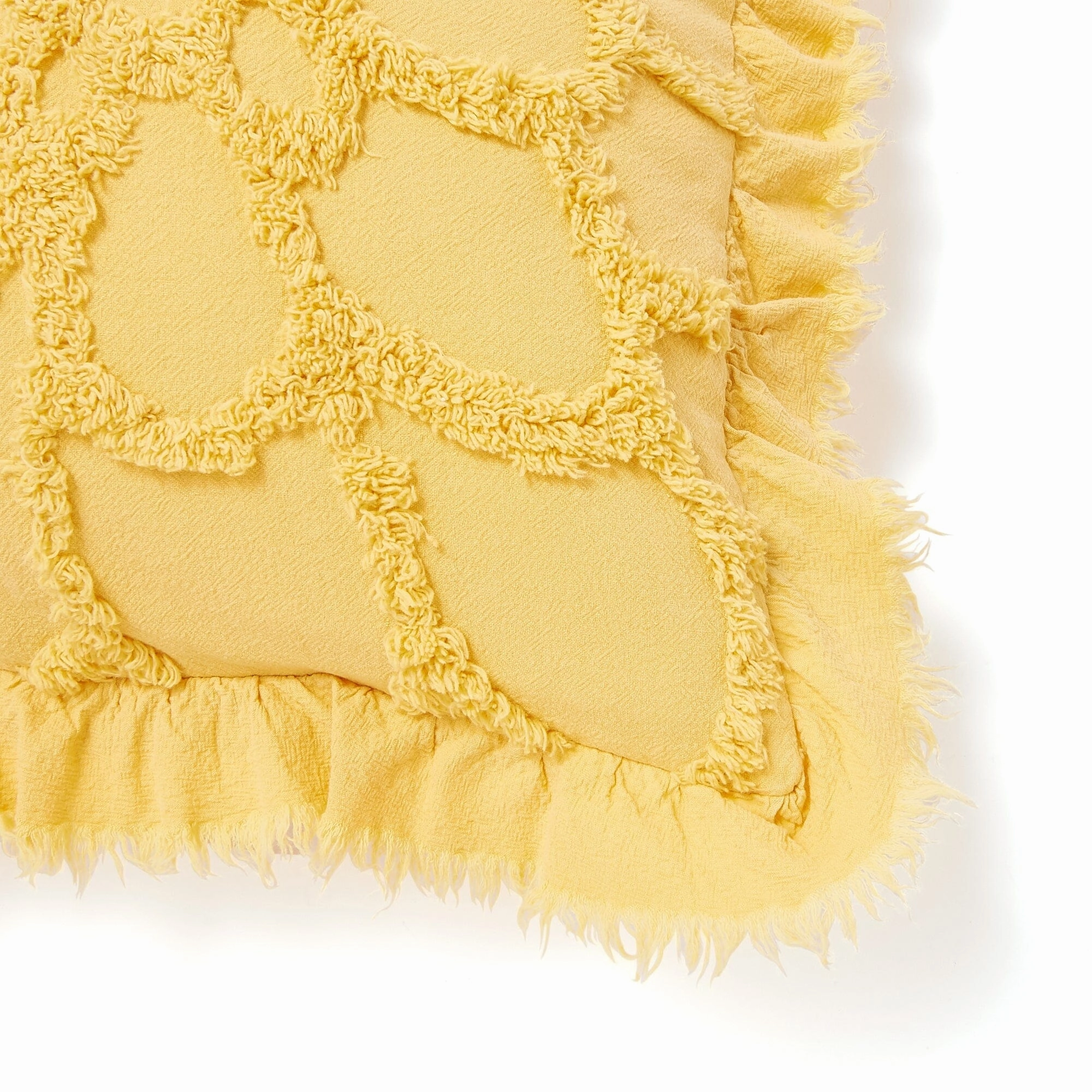 Flower Tuft Cushion Cover 450 x 450  Yellow
