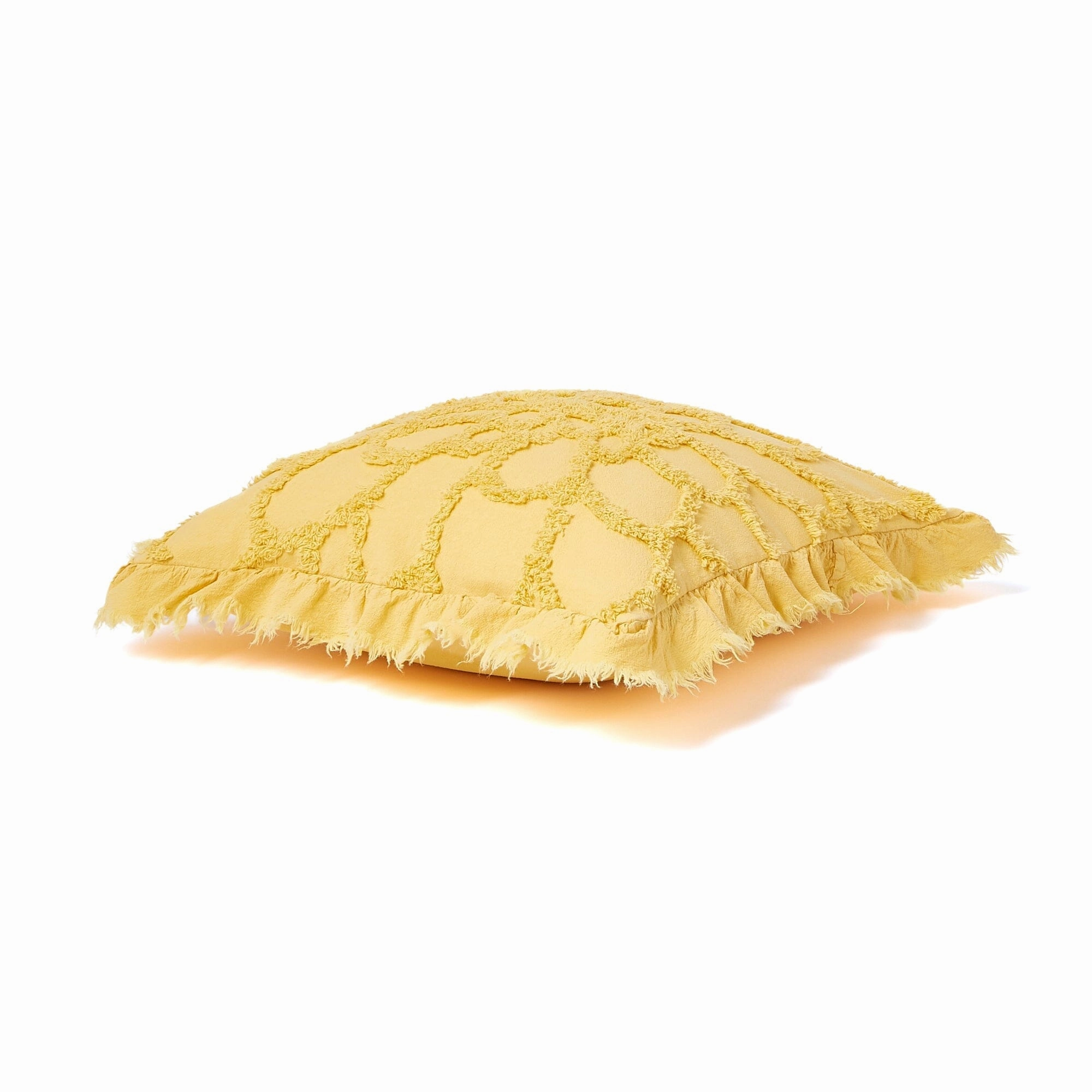 Flower Tuft Cushion Cover 450 x 450  Yellow