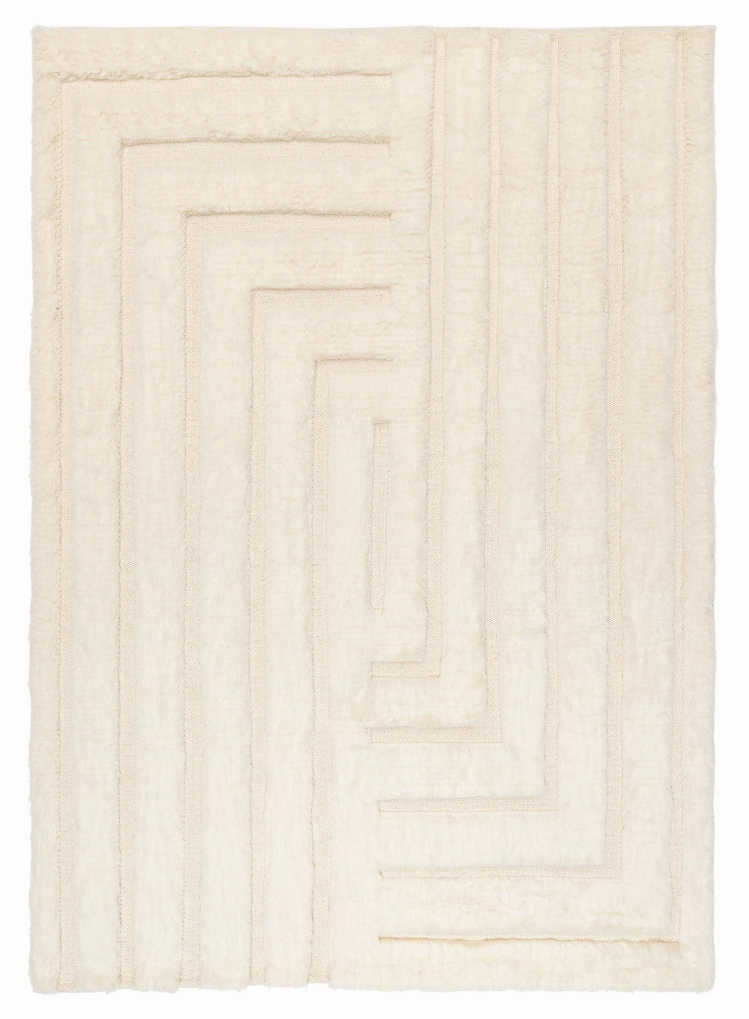 Fontana Ivory Abstract Textured Wool Rugmodern color block patchwork rug