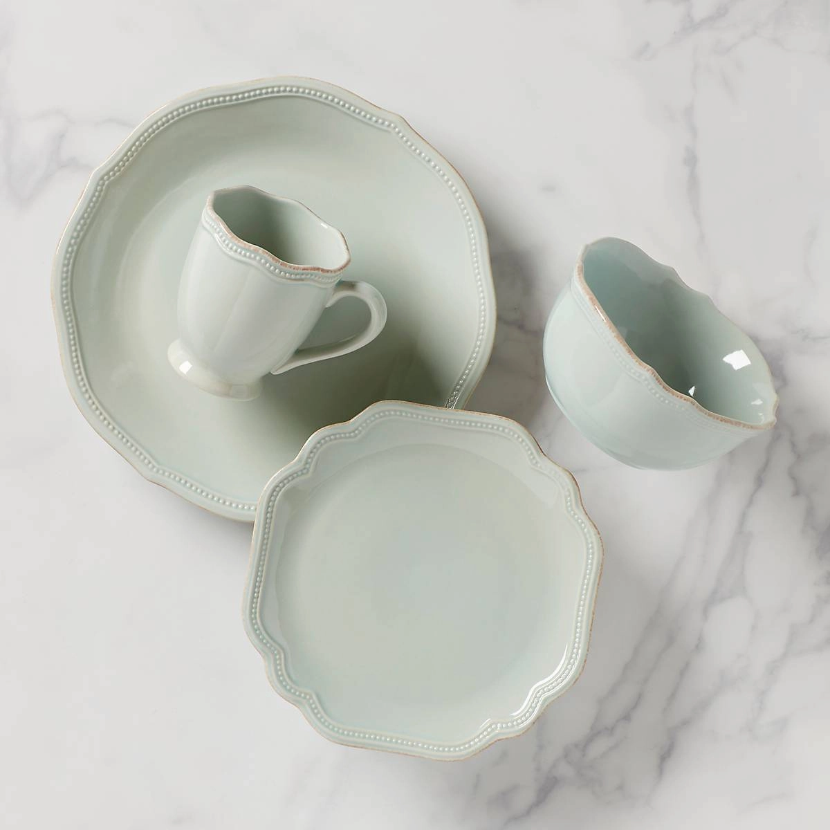 French Perle Bead Ice Blue 4-Piece Place Settingeaster decorations ,easter centerpiece 