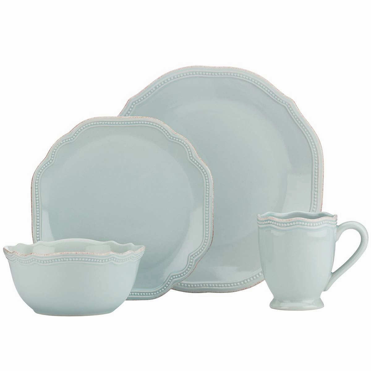 French Perle Bead Ice Blue 4-Piece Place Setting