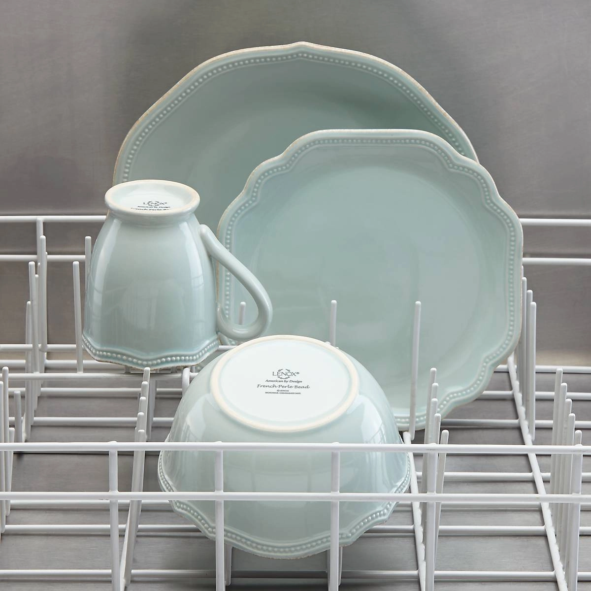 French Perle Bead Ice Blue 4-Piece Place Setting