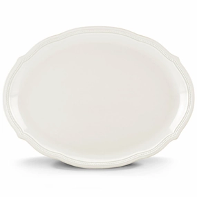French Perle Bead White Oval Platterafternoon tea dessert tray