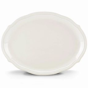 French Perle Bead White Oval Platterthanksgiving decor ,thanksgiving centerpiece 