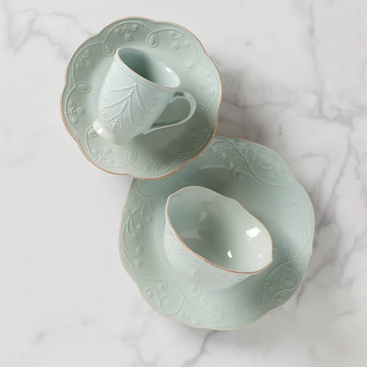 French Perle Blue 4-Piece Place Settingeaster decorations ,easter centerpiece 