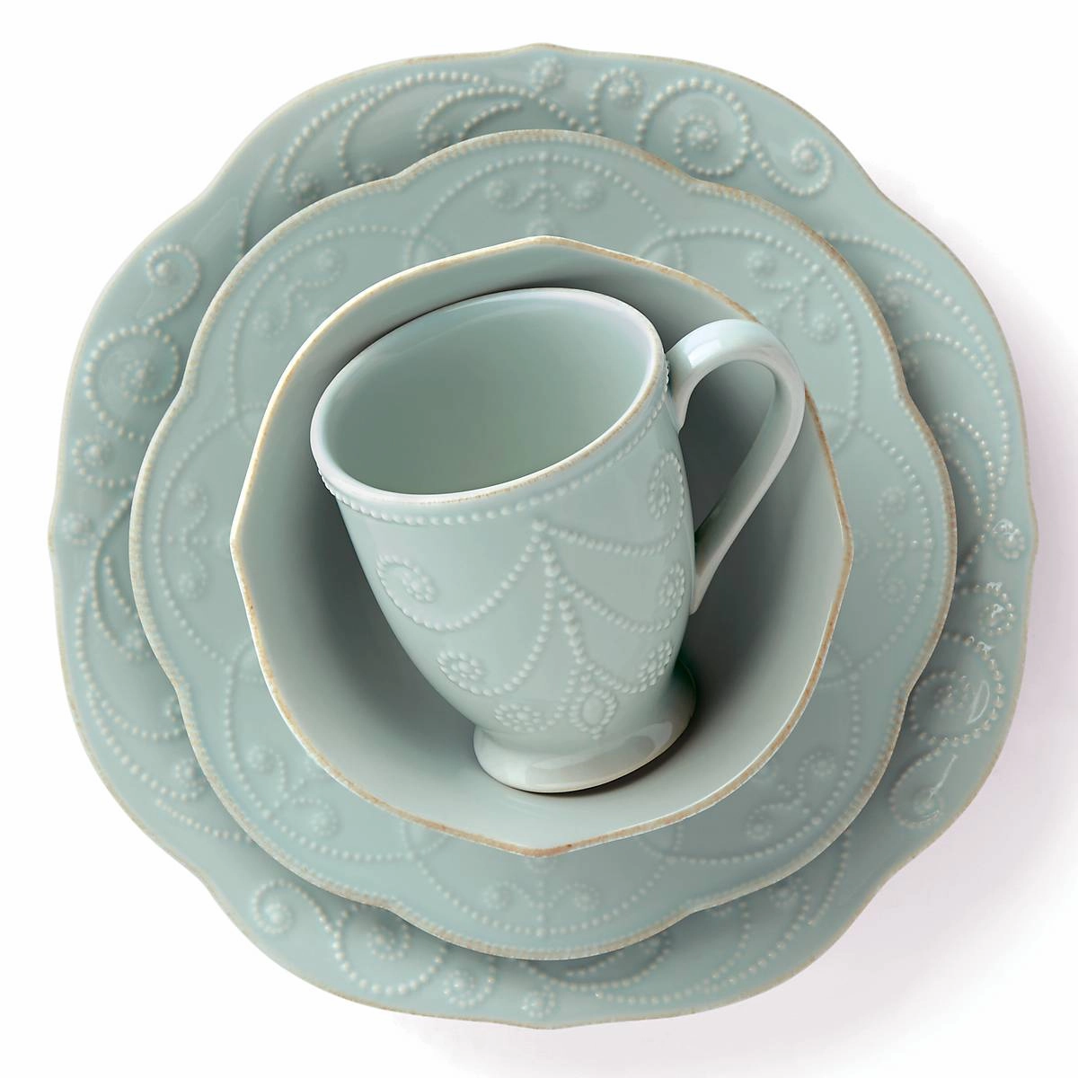 French Perle Blue 4-Piece Place Setting