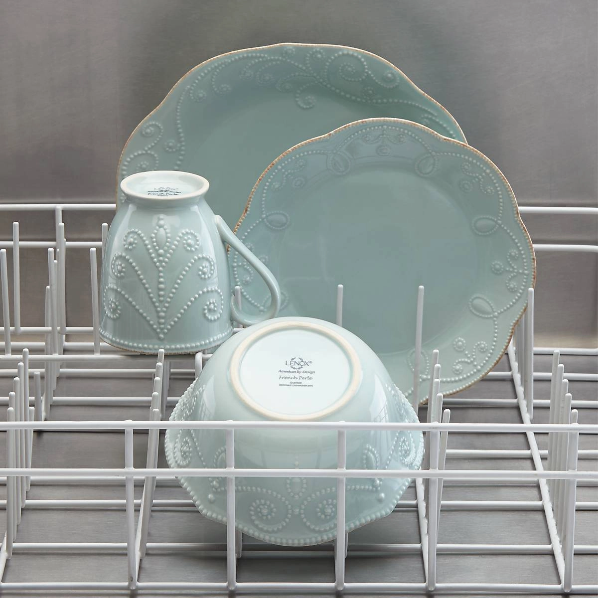 French Perle Blue 4-Piece Place Setting