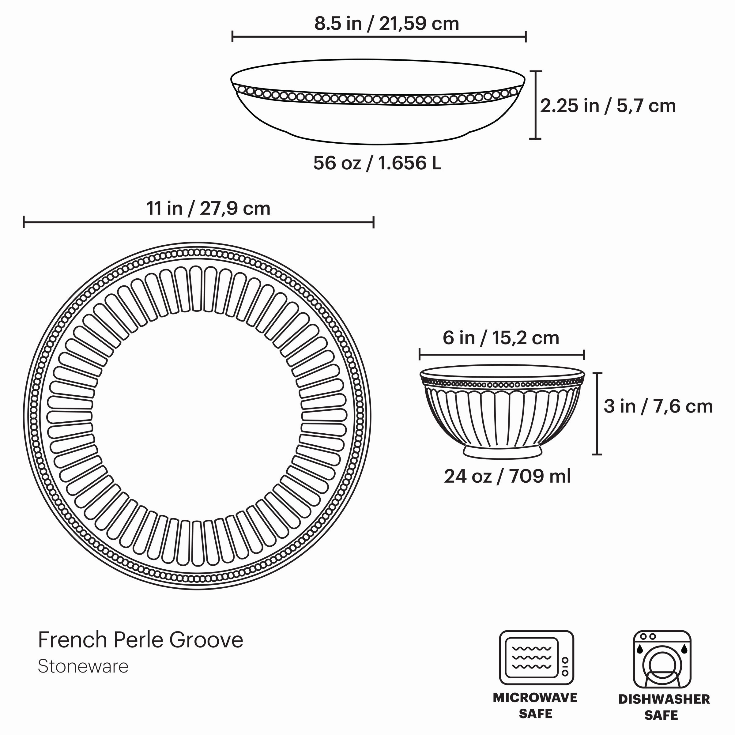 French Perle Groove 12-Piece Dinnerware Set