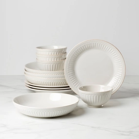 French Perle Groove 12-Piece Dinnerware Setthanksgiving decor ,thanksgiving centerpiece 