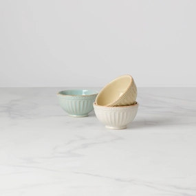French Perle Groove Assorted Mini 3-Piece Bowl Setmodern kitchen decor ,kitchen dinner set ,dinnerware 