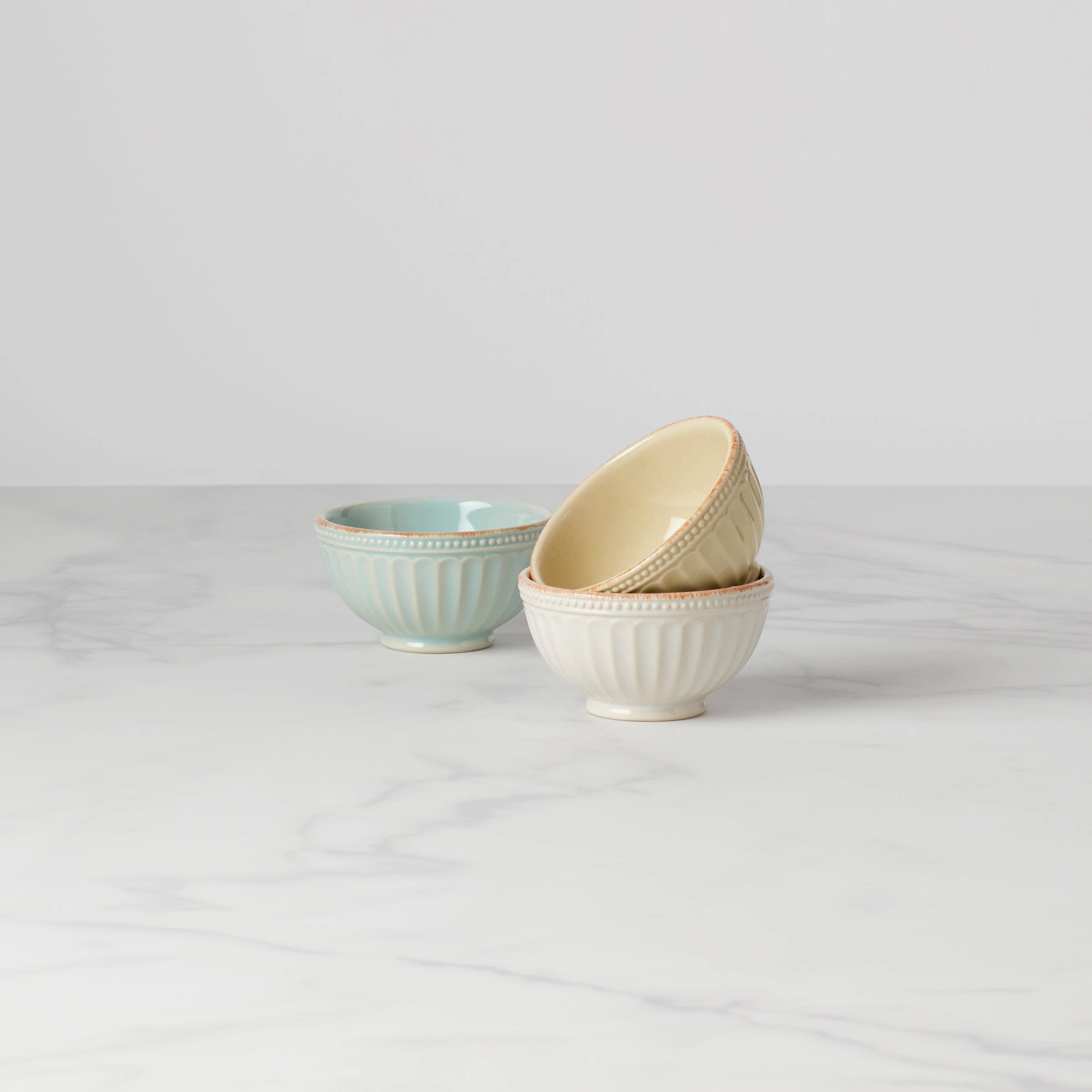 French Perle Groove Assorted Mini 3-Piece Bowl Setmodern kitchen decor ,kitchen dinner set ,dinnerware 