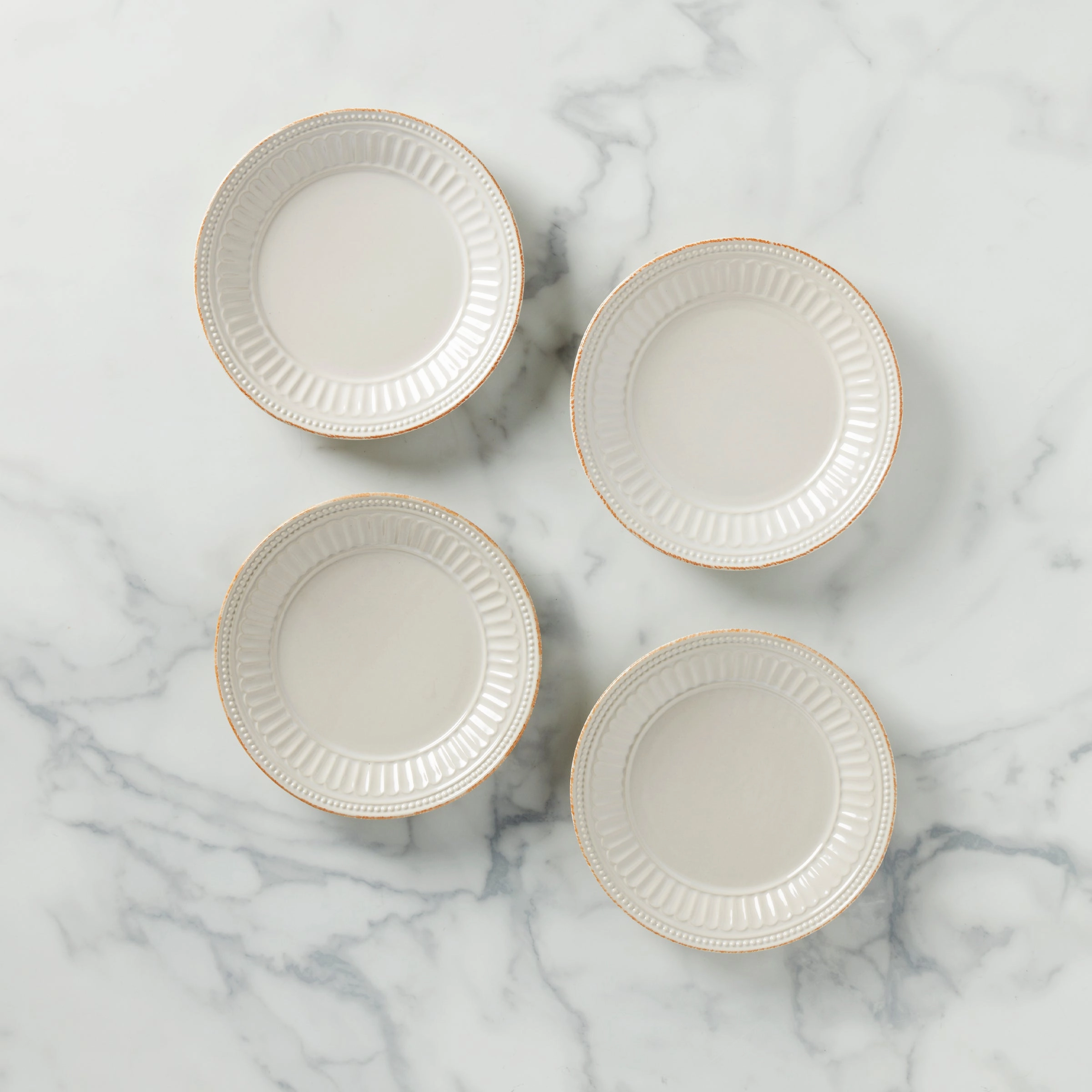 French Perle Groove Dessert Plates - Set of 4thanksgiving decor ,thanksgiving centerpiece 