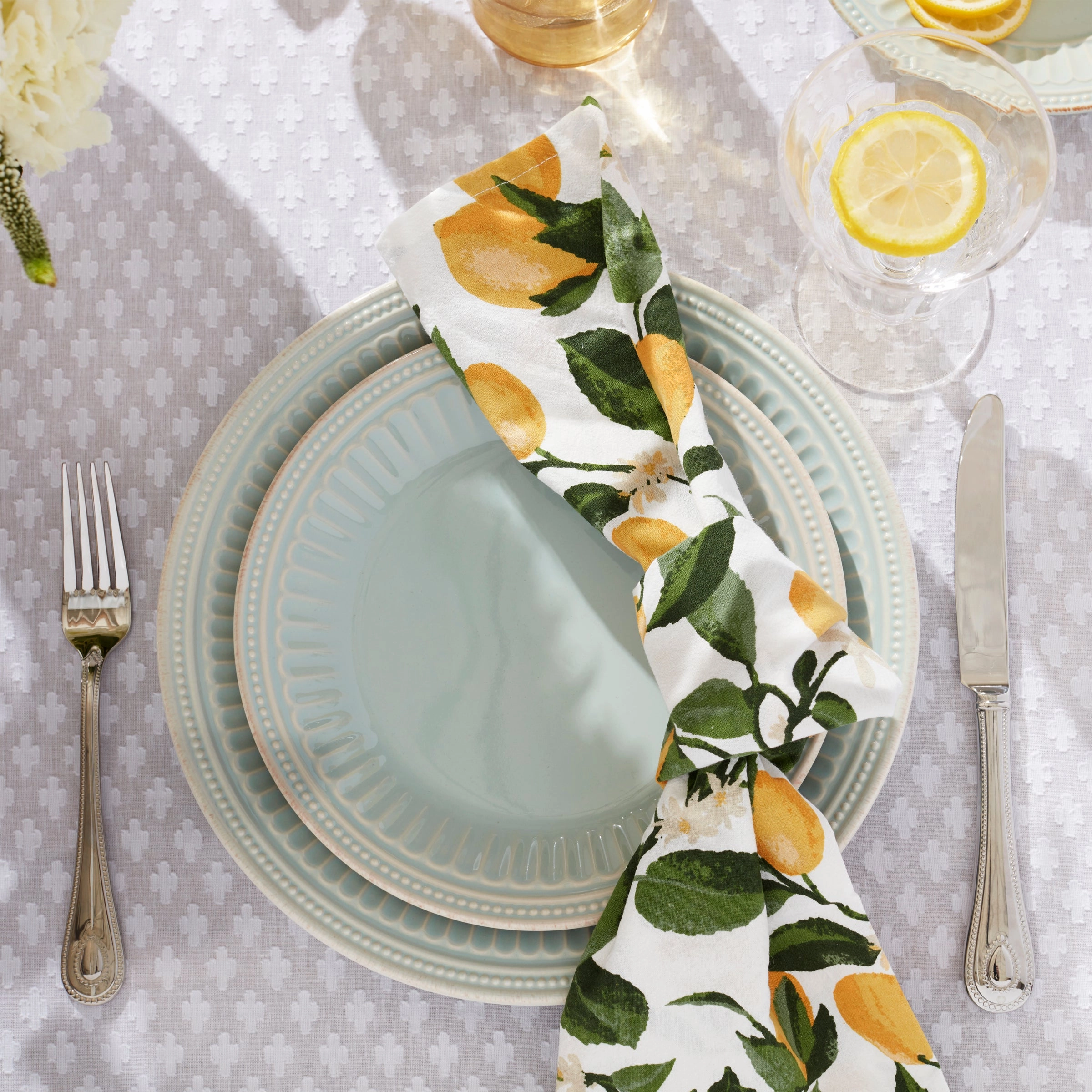French Perle Groove Ice Blue 4-Piece Place Setting