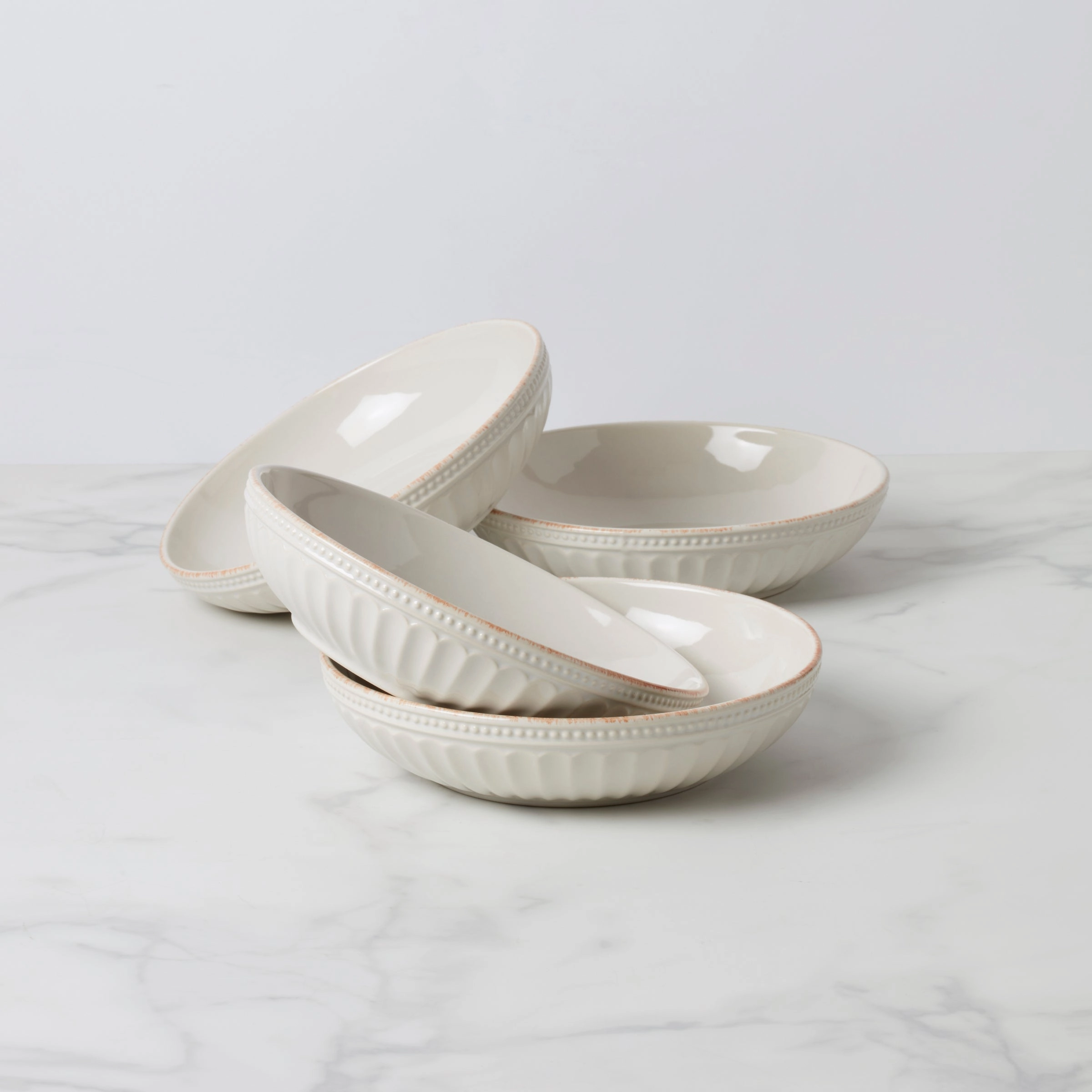 French Perle Groove Pasta Bowls - Set of 4thanksgiving decor ,thanksgiving centerpiece 