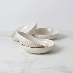 French Perle Groove Pasta Bowls - Set of 4modern kitchen decor ,kitchen dinner set ,dinnerware 