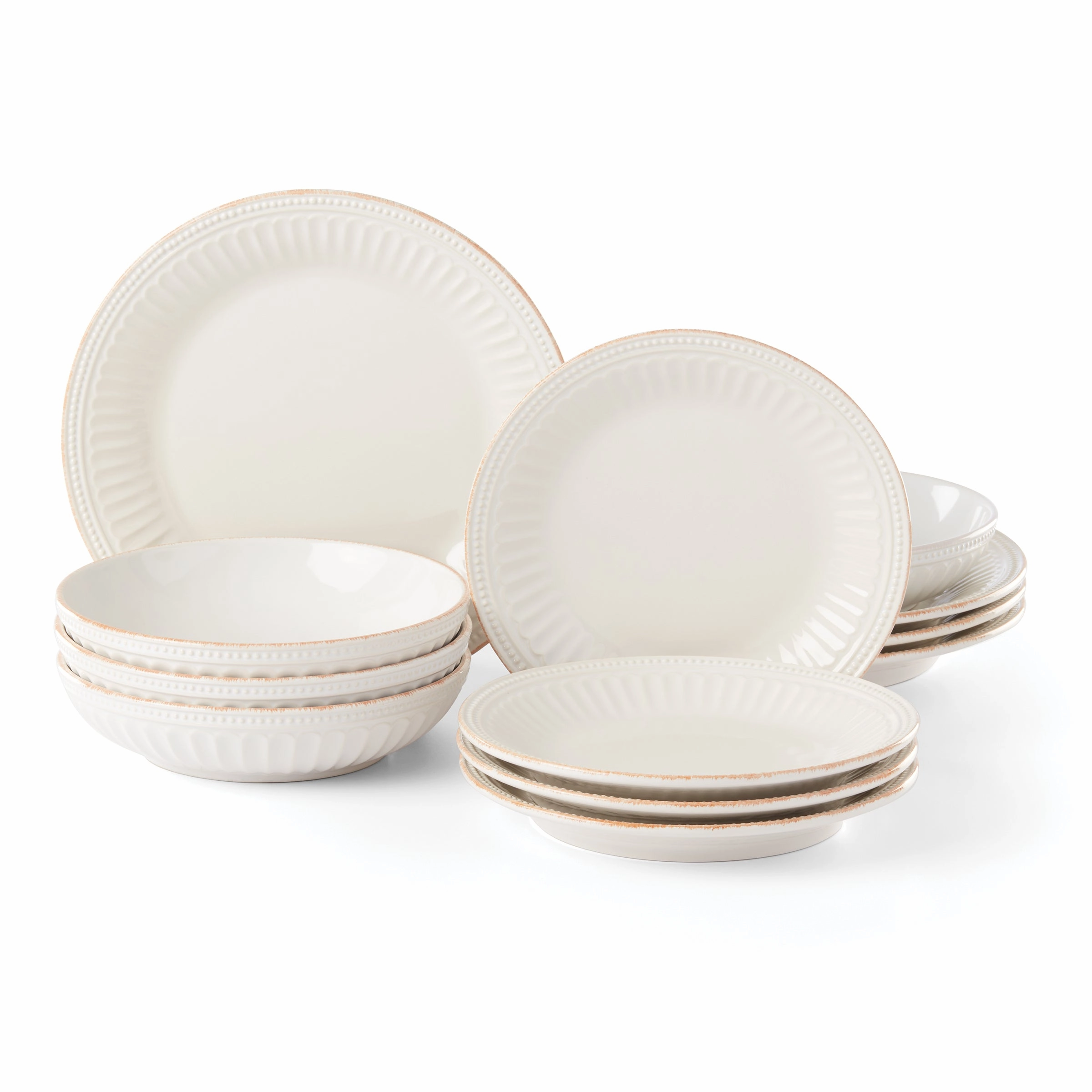 French Perle Groove White 12-Piece Dinnerware Setthanksgiving decor ,thanksgiving centerpiece 
