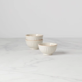 French Perle Groove White 3-Piece Mini Bowl Setmodern kitchen decor ,kitchen dinner set ,dinnerware 