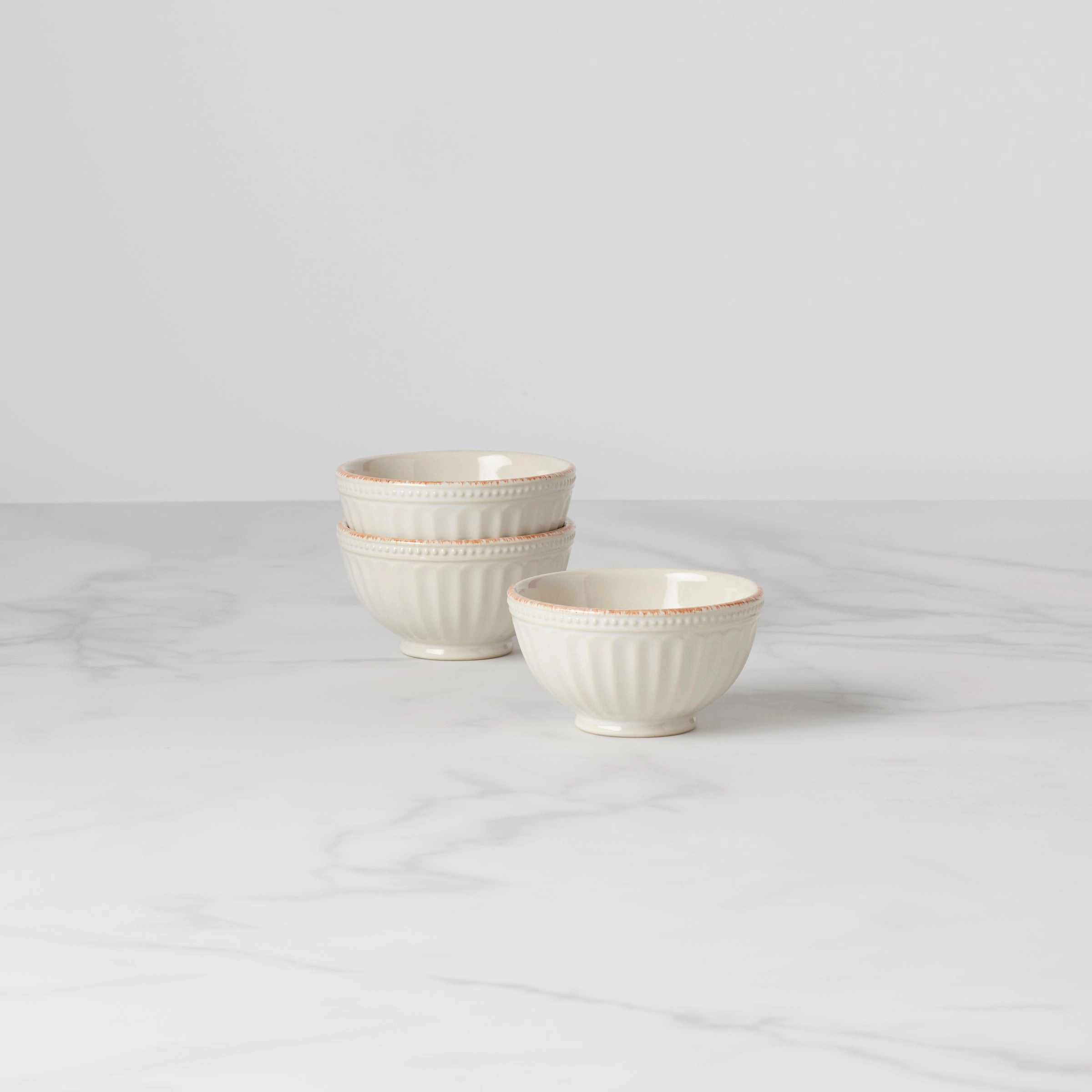 French Perle Groove White 3-Piece Mini Bowl Setmodern kitchen decor ,kitchen dinner set ,dinnerware 