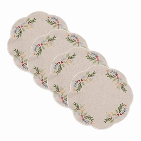 French Perle Holly Embroidered Placemats - Set Of 4modern kitchen decor ,kitchen dinner set ,dinnerware 