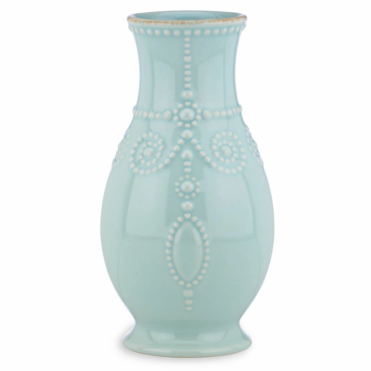 French Perle Ice Blue Fluted Vase