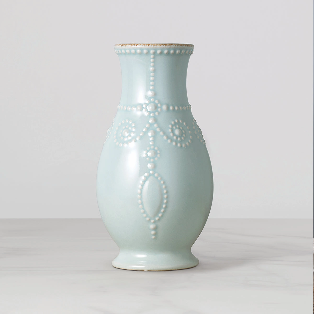 French Perle Ice Blue Fluted Vasevalentine's day decorations ,valentine's centerpiece 