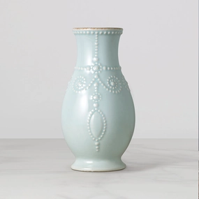 French Perle Ice Blue Fluted Vasethanksgiving decor ,thanksgiving centerpiece 