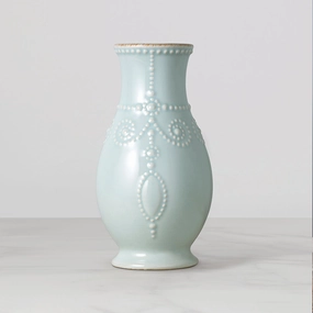 French Perle Ice Blue Fluted Vasehome decor ,wall decor 