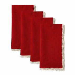 French Perle Red Dinner Napkins - Set Of 4modern kitchen decor ,kitchen dinner set ,dinnerware 